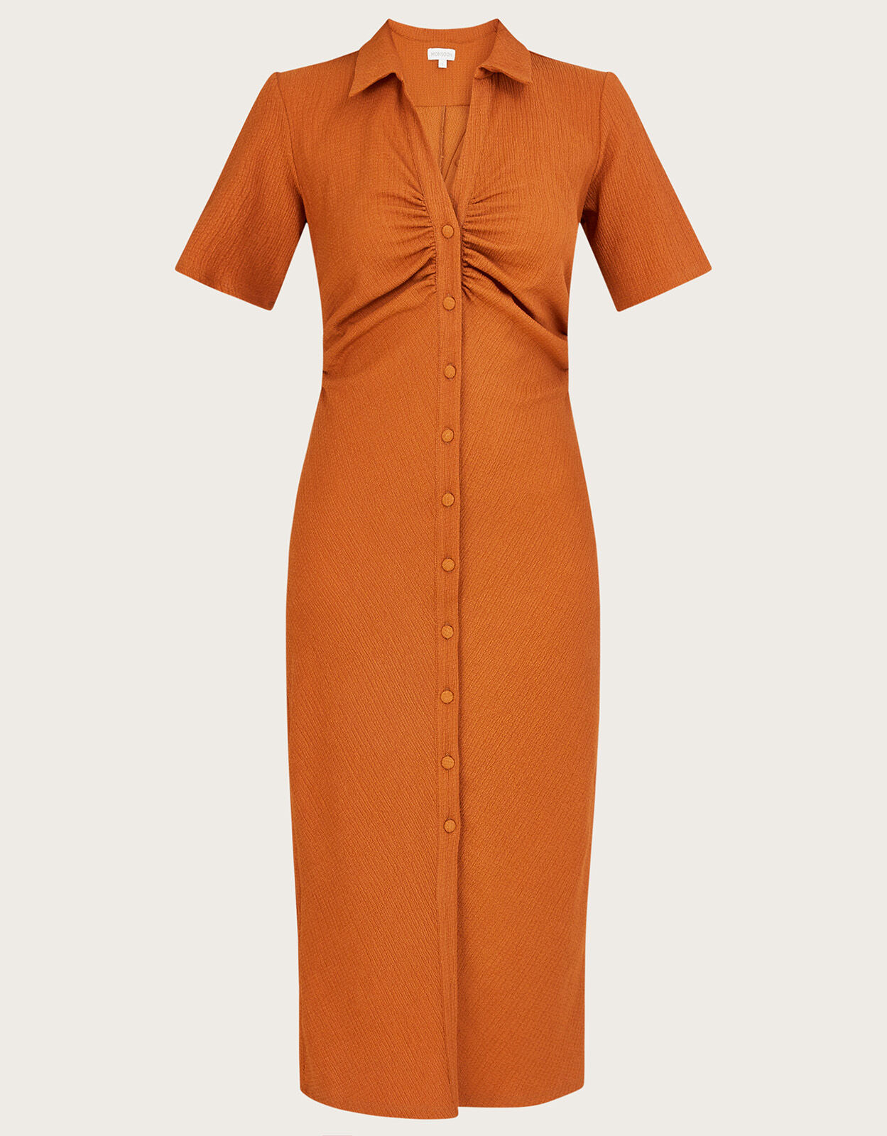 Button Through Jersey Shirt Dress Orange
