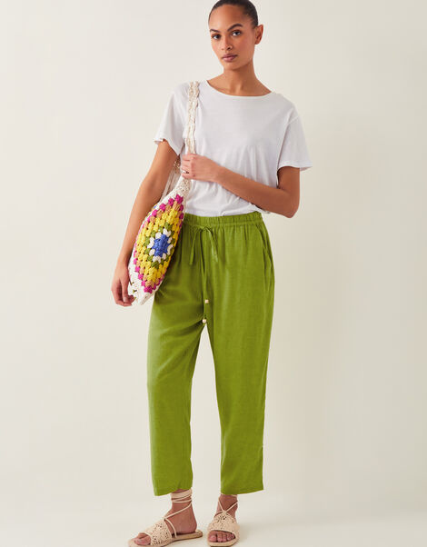 Penina Drawstring Wide-Leg Trousers, Green (GREEN), large
