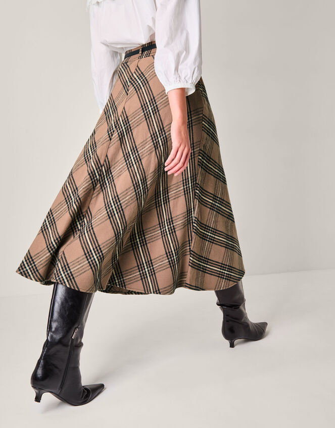 Willa Check Midi Skirt, Camel (CAMEL), large