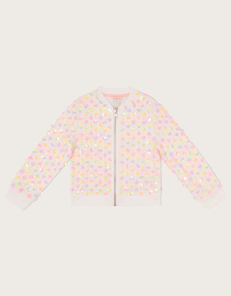 Rainbow Sequin Bomber, Ivory (IVORY), large