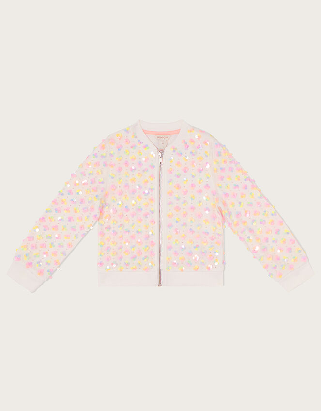 Rainbow Sequin Bomber, Ivory (IVORY), large