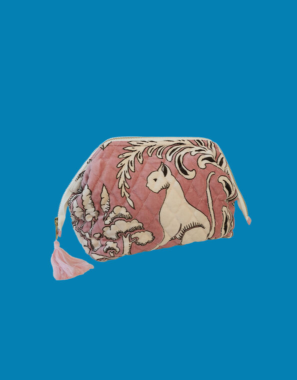 One Hundred Stars Sphinx Velvet Pouch, Pink (PALE PINK), large