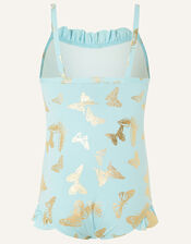 Baby Foil Flutter Swimsuit, Blue (AQUA), large