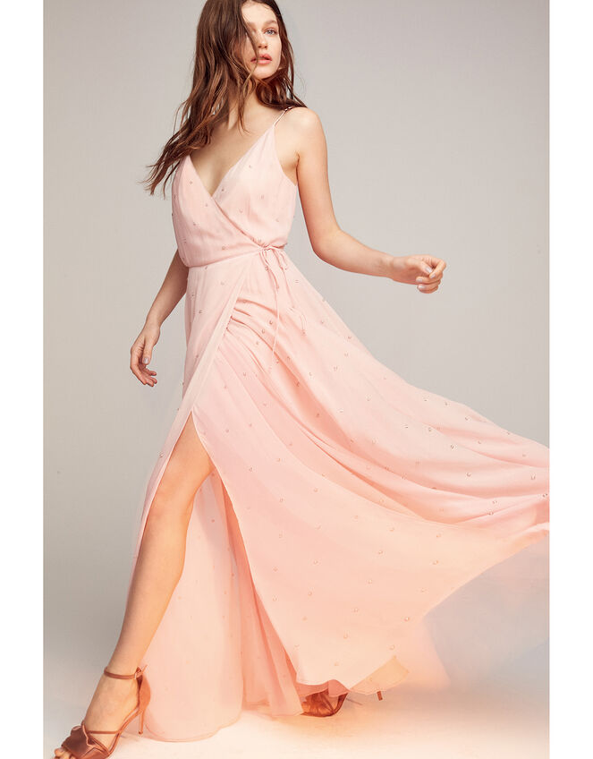 Gemma Pearly Wrap Dress, Pink (PINK), large