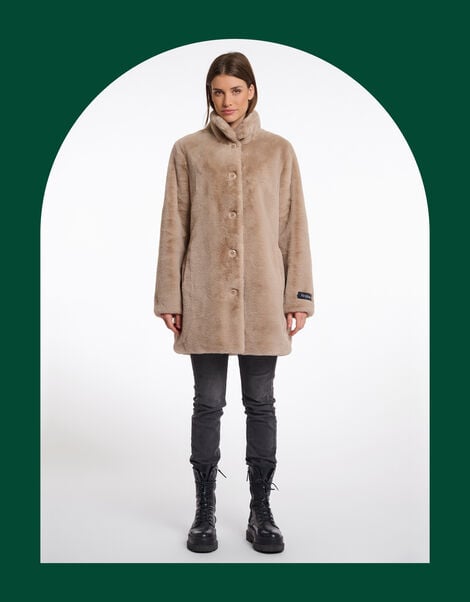Rino & Pelle Nonna Faux Fur Teddy Coat, Camel (OATMEAL), large