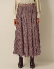 Fayana Fringe A-Line Midi Skirt, Mink (MINK), large