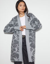 Pip Floral Pattern Coatigan, Grey (CHARCOAL), large