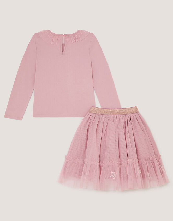 Embellished Top & Mesh Skirt Set, Pink (PINK), large