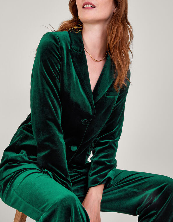 Verity Velvet Single Breasted Jacket, Green (GREEN), large