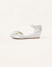 Satin Pearl Bow Wedges, Ivory (IVORY), large