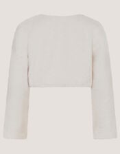 Lara Bow Faux Fur Cardigan, Ivory (IVORY), large