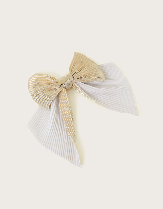 Pleated Bow Hair Clip, , large