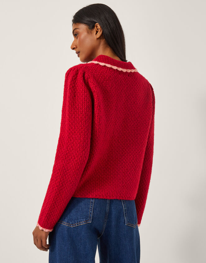 Nina Scallop Collar Cardigan, Red (RED), large