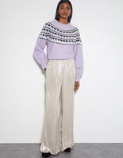 Lillie Metallic Wide Leg Trousers, Natural (CHAMPAGNE), large