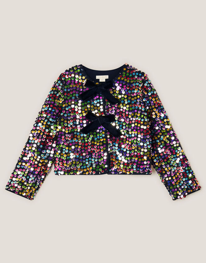 Rainbow Sequin Bow Cardigan, Multi (MULTI), large