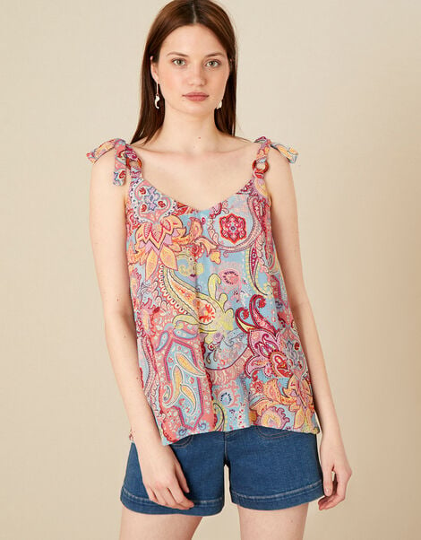 Paisley Print Cami in LENZING™ ECOVERO™ Blue, Blue (BLUE), large