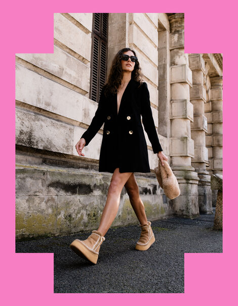 Laidback London Setsu Platform Suede Ankle Boots, Camel (BEIGE), large