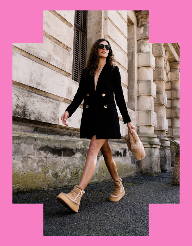 Laidback London Setsu Platform Suede Ankle Boots, Camel (BEIGE), large