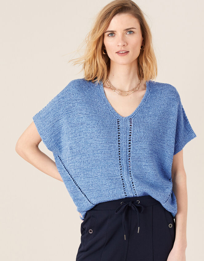 Tyla Tape Yarn Jumper, Blue (BLUE), large