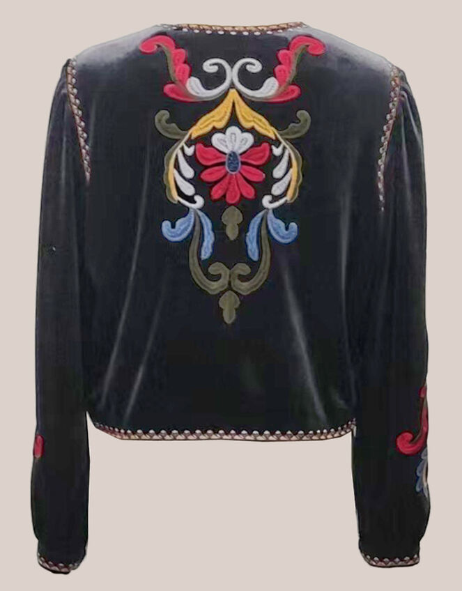 Traffic People Folklore Embroidered Velvet Jacket, Black (BLACK), large