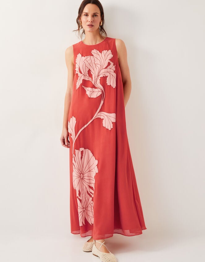 Kathleen Embroidered Maxi Dress, Orange (RUST), large