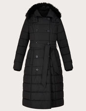 Roxy Padded Belted Coat with Recycled Polyester, Black (BLACK), large
