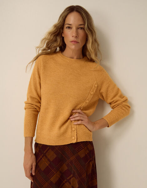 Bray Asymmetrical Button Jumper, Yellow (OCHRE), large