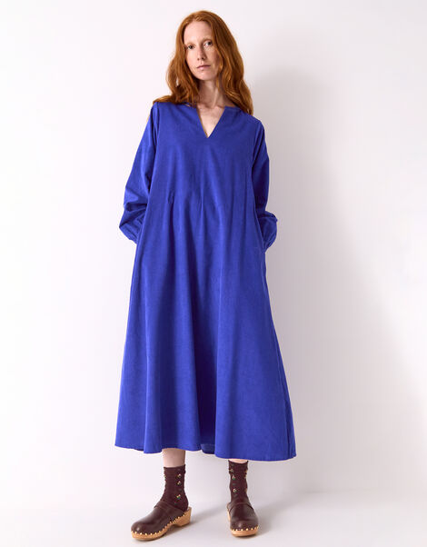 East Mahi Tie Corduroy Midi Dress, Blue (BLUE), large