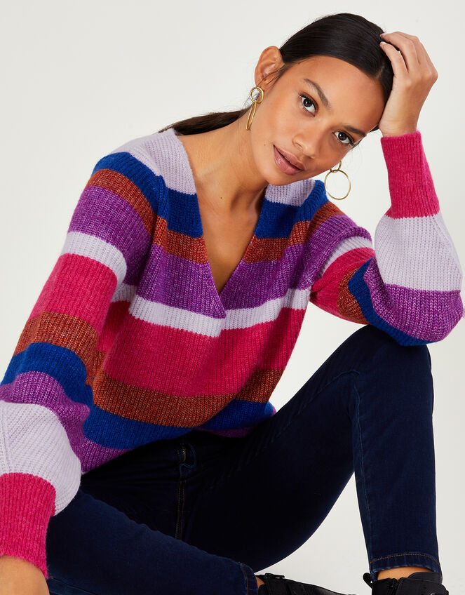 Super-Soft Striped Sweater with Recycled Polyester, Multi (MULTI), large