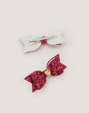 Glitter Bow Bag & Hair Clips Set, Red (CHERRY), large