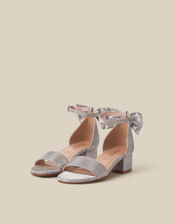 Open-Toe Bow Metallic Block Heels, Pink (PINK), large