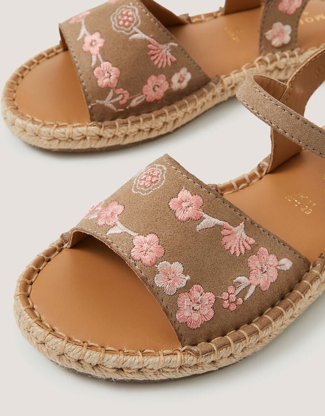 Floral Embroidered Espadrille Sandals, Multi (MULTI), large
