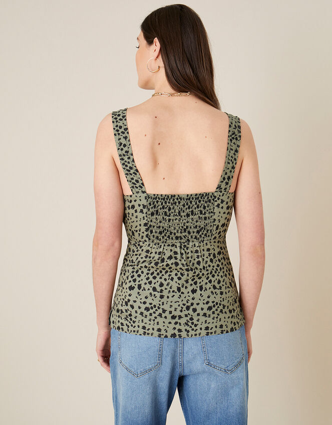 Animal Print Longline Cami , Green (KHAKI), large