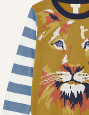 Lion Knit Jumper, Yellow (MUSTARD), large