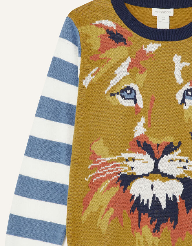 Lion Knit Jumper, Yellow (MUSTARD), large