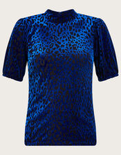 Lucy Animal Devore Top, Blue (COBALT), large