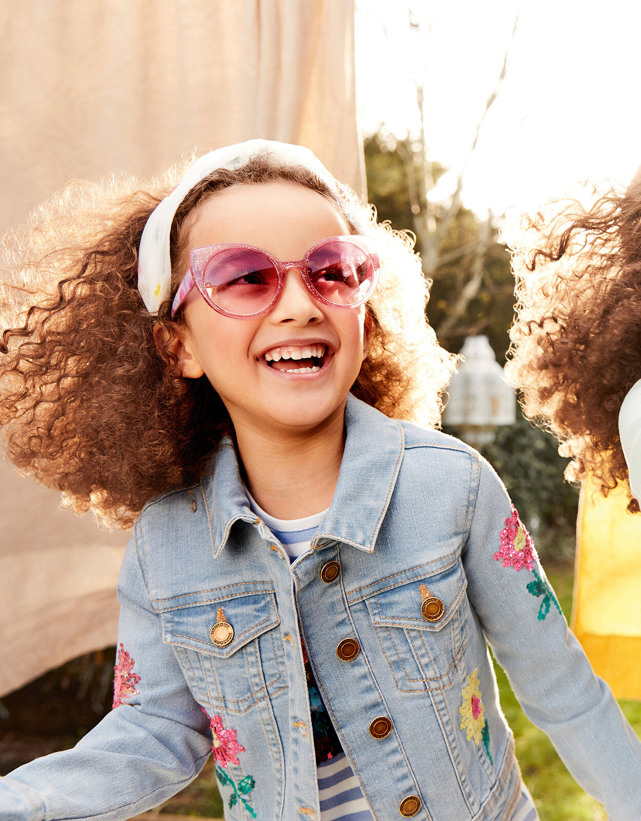Sequin Flower Denim Jacket Blue Girls Coats Jackets Monsoon