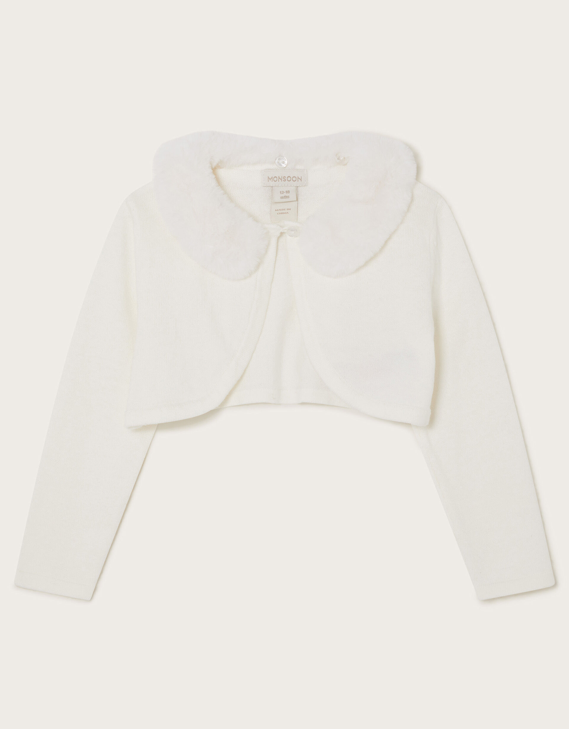 Baby Fluffy Collar Super Soft Cardigan Ivory