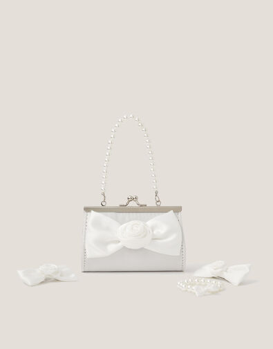Bridesmaid Rosette Bag & Accessories Set, Ivory (IVORY), large