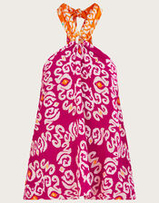 Bandhani Print Halter Ring Cami Top in LENZING™ ECOVERO™ , Pink (PINK), large