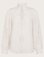 Elsa Embellished Blouse, Ivory (IVORY), large