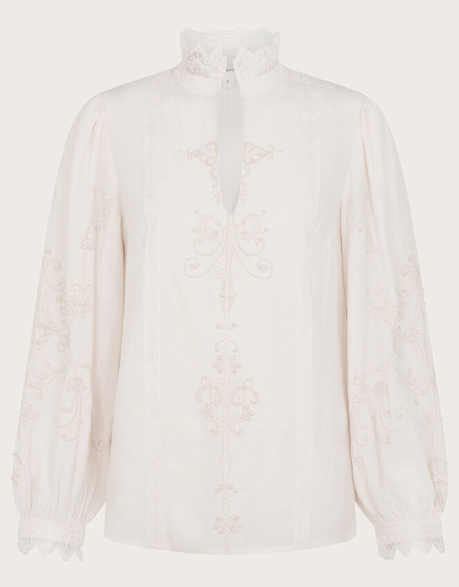 Elsa Embellished Blouse, Ivory (IVORY), large