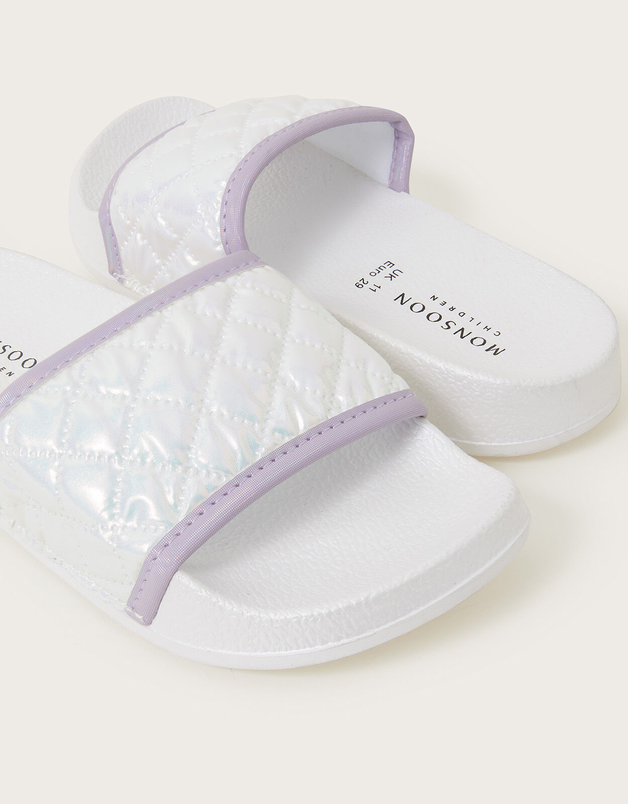 Shimmer Quilted Sliders White