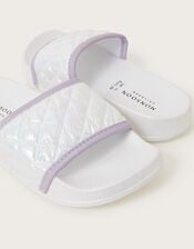 Shimmer Quilted Sliders, White (WHITE), large