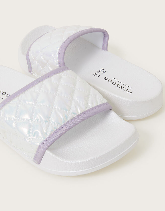 Shimmer Quilted Sliders, White (WHITE), large