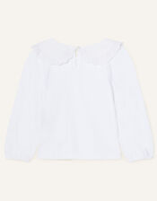Lace Collar Jersey Top, Ivory (IVORY), large