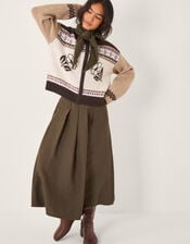 Julia Jacquard Knit Cardigan, Brown (CHOCOLATE), large