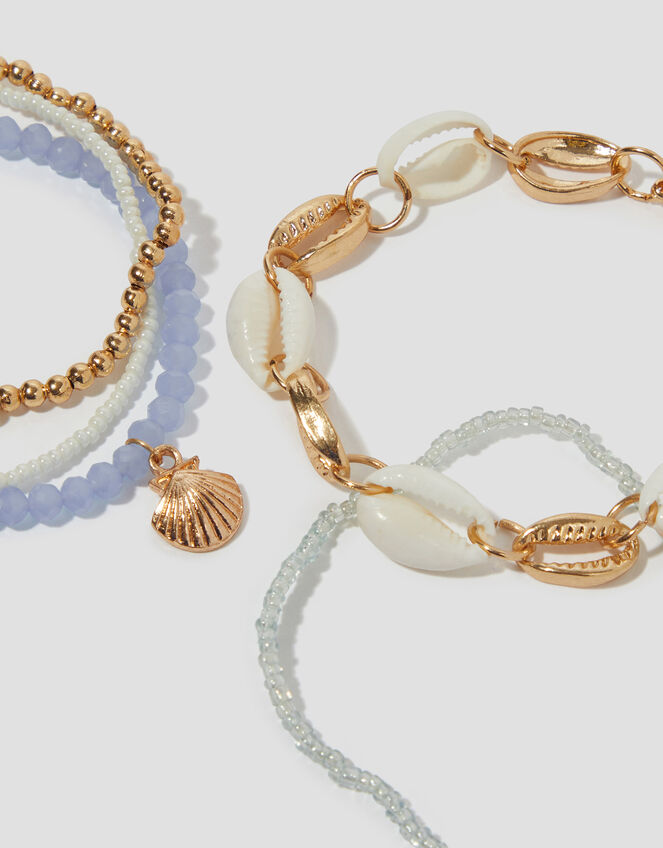 Beaded Shell Charm Bracelet Multipack, , large