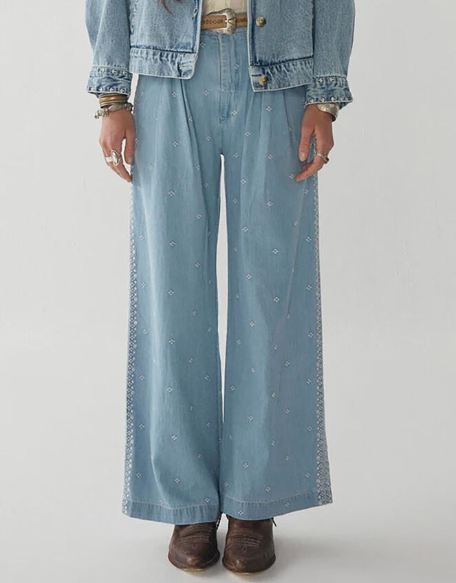 Maison Hotel Wide-Leg Trousers, Blue (PALE BLUE), large