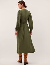 Amelie Floral Embroidered Midi Dress, Green (DARK GREEN), large